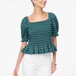 NWT J Crew Flannel Smocked Top